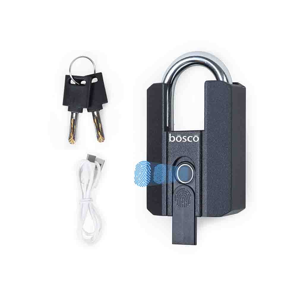 Biometric Fingerprint Padlock – USB Rechargeable Smart Security Lock with Stainless Steel Shackle – Keyless Portable Lock for Gym, Locker, Fence, Cabinets & Outdoor Home Security (Black)