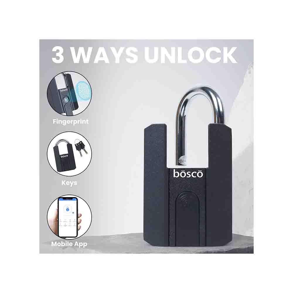Biometric Fingerprint Padlock – USB Rechargeable Smart Security Lock with Stainless Steel Shackle – Keyless Portable Lock for Gym, Locker, Fence, Cabinets & Outdoor Home Security (Black)