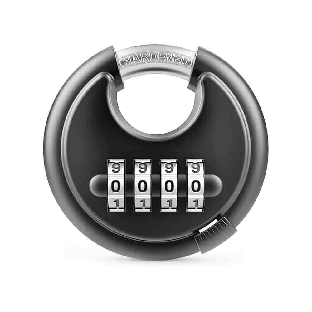 70mm Combination Disc Padlock – Heavy Duty Keyless Number Lock with 4-Digit Code Stainless Steel Shackle