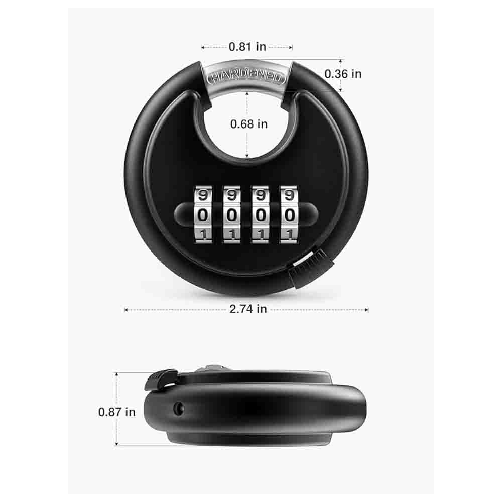 70mm Combination Disc Padlock – Heavy Duty Keyless Number Lock with 4-Digit Code Stainless Steel Shackle