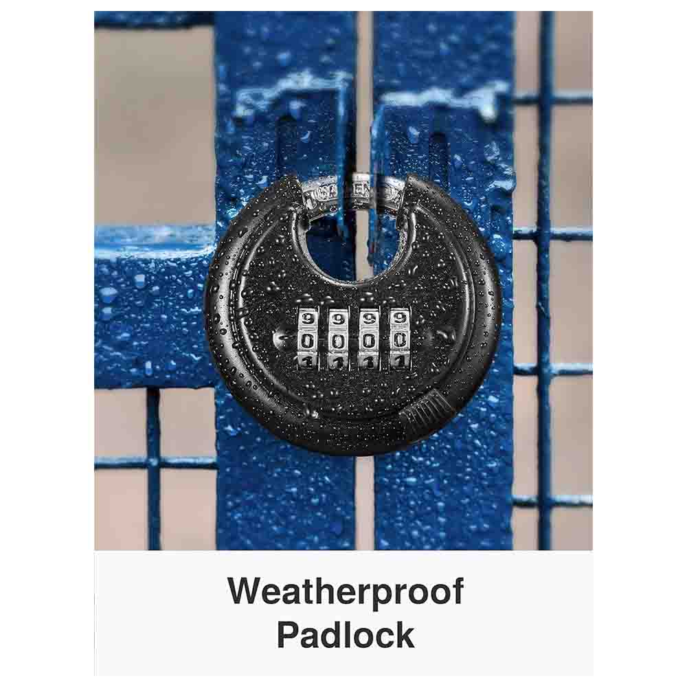 70mm Combination Disc Padlock – Heavy Duty Keyless Number Lock with 4-Digit Code Stainless Steel Shackle