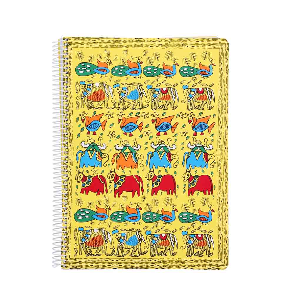 Madhubani Spiral Notebook A4 Size | 300 Pages, 70 GSM Smooth Paper | Handmade-Inspired Artistic Design | Spiral Bound Diary & Journal for Office, School, Writing & Personal Use