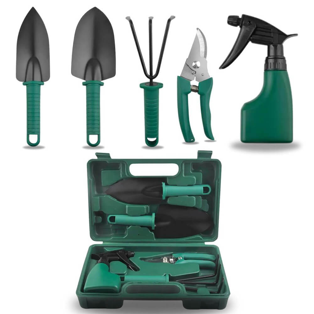 5Pcs Heavy Duty Stainless Steel Gardening Tools Kit with Carrying Case | Garden Tools Set for Home, Patio & Outdoor Use | Ergonomic Handles | Durable Rustproof Accessories for All Gardeners