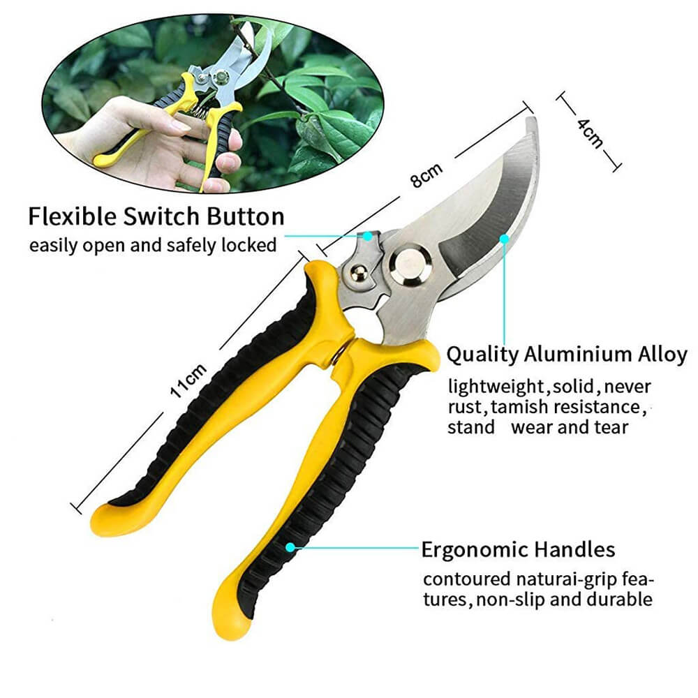 Greenkeeper Gardening Tool Kit – 5 Pcs Garden Tools Set with Hand Trowel, Hand Fork, Pruner Shears & Protective Gloves – Durable Gardening Tools for Home Garden