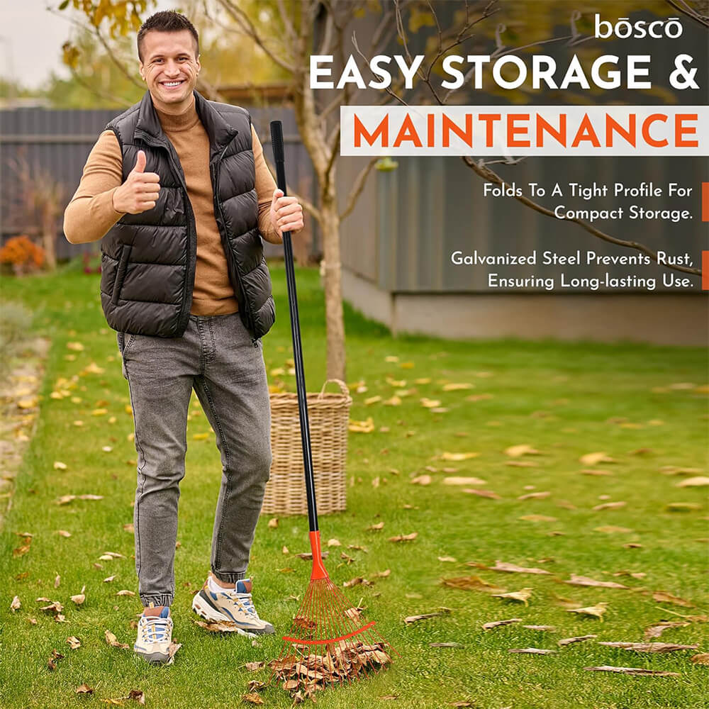 Heavy-Duty Garden Rake with Steel Teeth – 60 Inch Fixed Handle Non-Telescopic Leaf Rake for Lawn, Yard & Garden Cleanup – Durable Metal Construction, Rust-Resistant. Visit the BOSCO Store