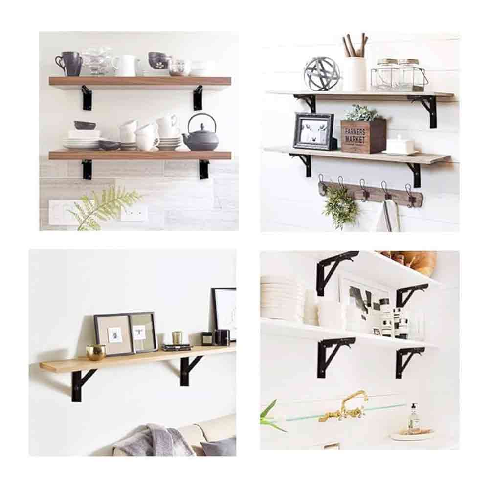 Heavy Duty Folding Shelf Brackets – 16 Inch Wall Mounted Collapsible Brackets for Workbench, Table, Shelf – Stainless Steel, Black Finish, 150–200 lbs Load Capacity – Space Saving Hinge Pair
