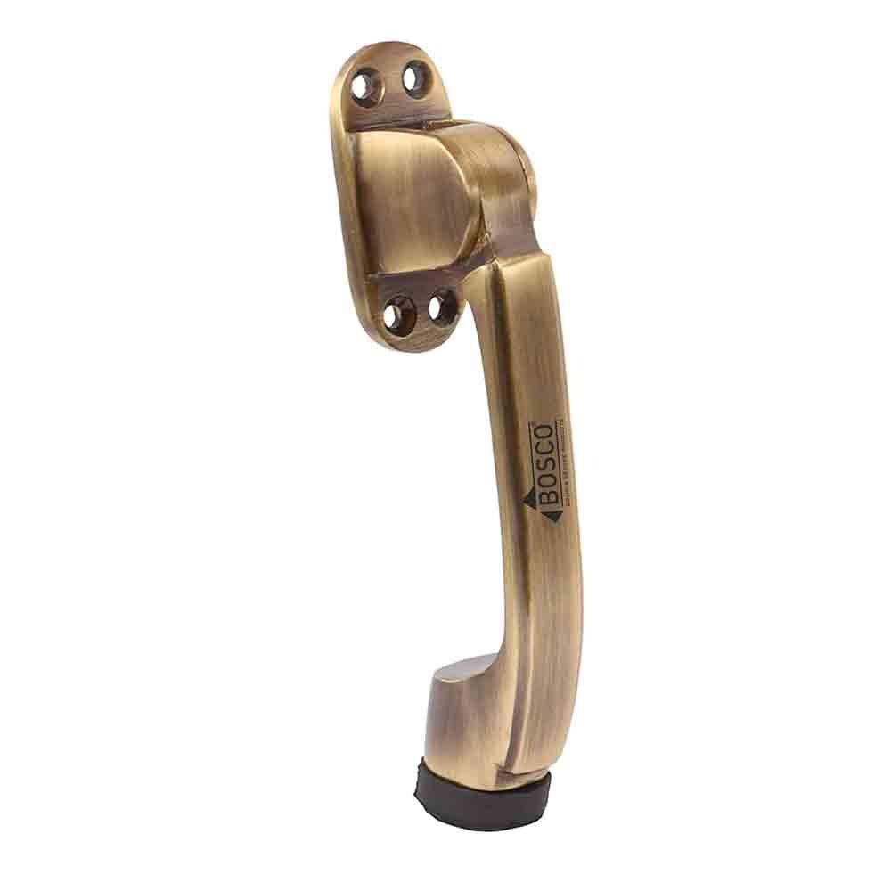 Rich Brass Antique Gate Stopper for The Door with Rubber Grip 5-inch Long Door Stopper for The Wooden Door (Pack of 1)