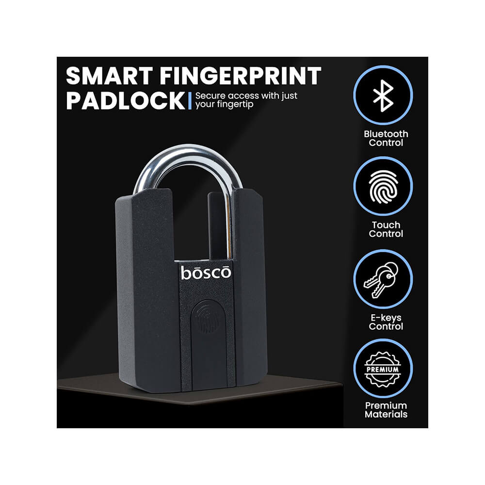 Biometric Fingerprint Padlock – USB Rechargeable Smart Security Lock with Stainless Steel Shackle – Keyless Portable Lock for Gym, Locker, Fence, Cabinets & Outdoor Home Security (Black)