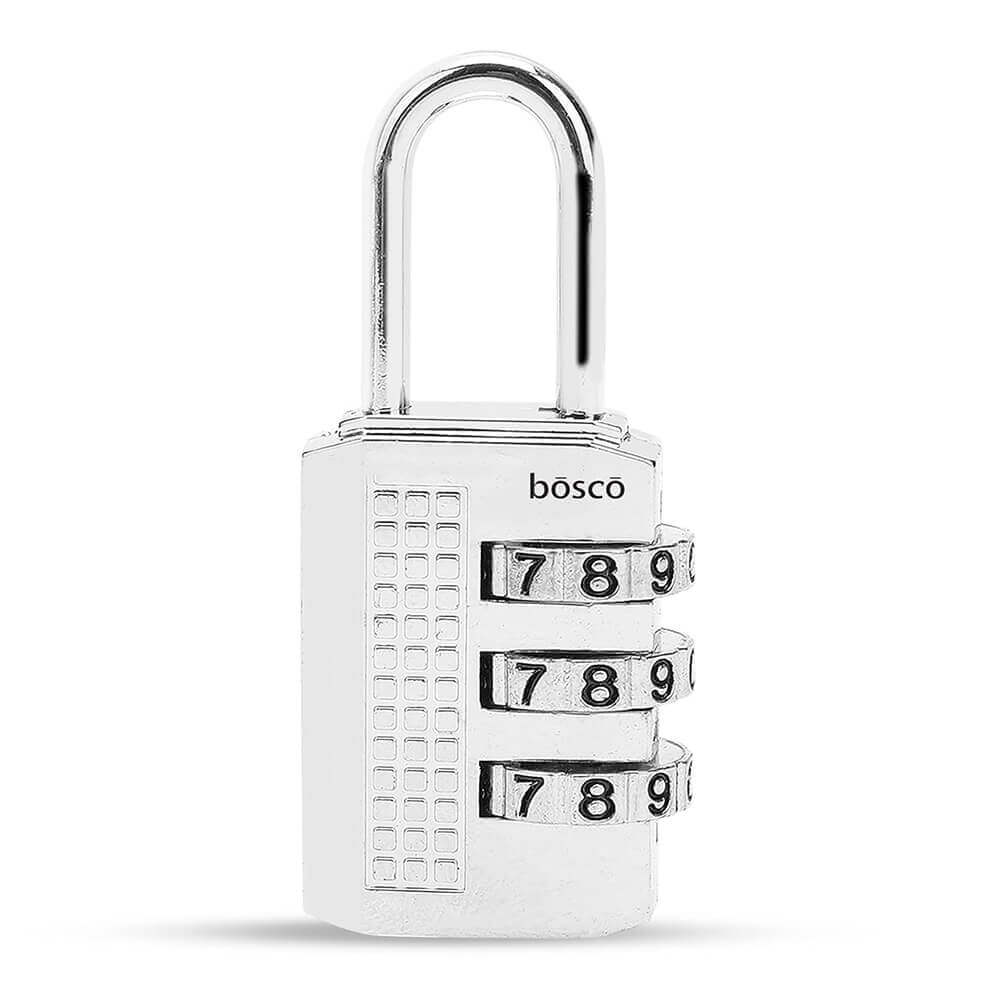 3-Digit Combination Lock – Portable Anti-Theft Zinc Alloy Padlock with Resettable PIN for Backpacks, Luggage, Toolboxes, Briefcases, Zippers & Travel Security (Silver, Set of 1)