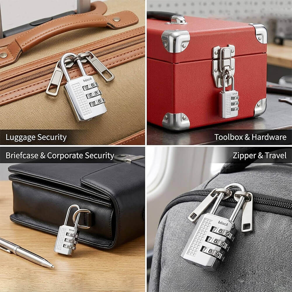3-Digit Combination Lock – Portable Anti-Theft Zinc Alloy Padlock with Resettable PIN for Backpacks, Luggage, Toolboxes, Briefcases, Zippers & Travel Security (Silver, Set of 1)