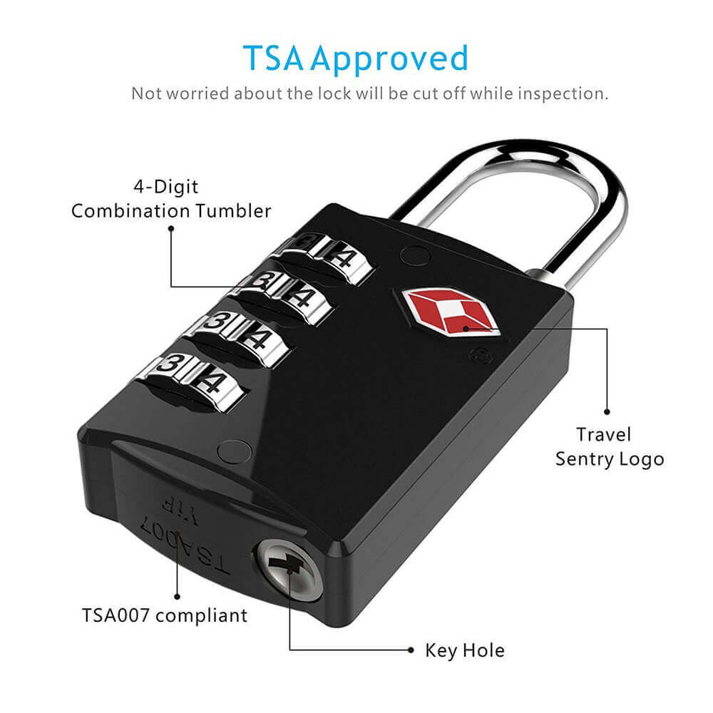 Set of 2 TSA Approved 4-Digit Metal Combination Locks for Travel | Heavy-Duty Silver Luggage Locks for Suitcases, Backpacks, Gym Bags & Lockers | Easy Reset Password Padlocks