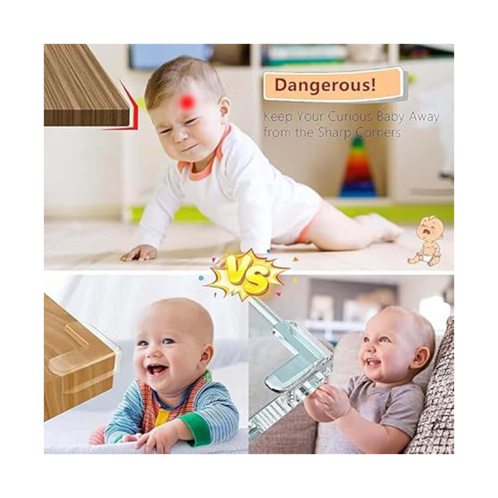 Transparent Silicone Corner Protector for Baby Safety | Table Edge & Furniture Corner Guards | Shock-Absorbing Baby Proofing Bumpers | Soft Cushion for Sharp Edges | Pack of 4