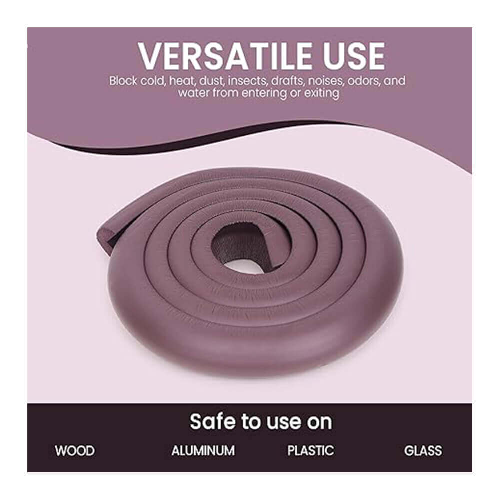 Baby Proofing Edge Guard for Furniture – 12mm Thick, 2 Meter Long (Brown, Pack of 1) -Soft EVA Foam Cushion Strip with Strong Adhesive for Bed, Table, etc– Child Safety Certified.