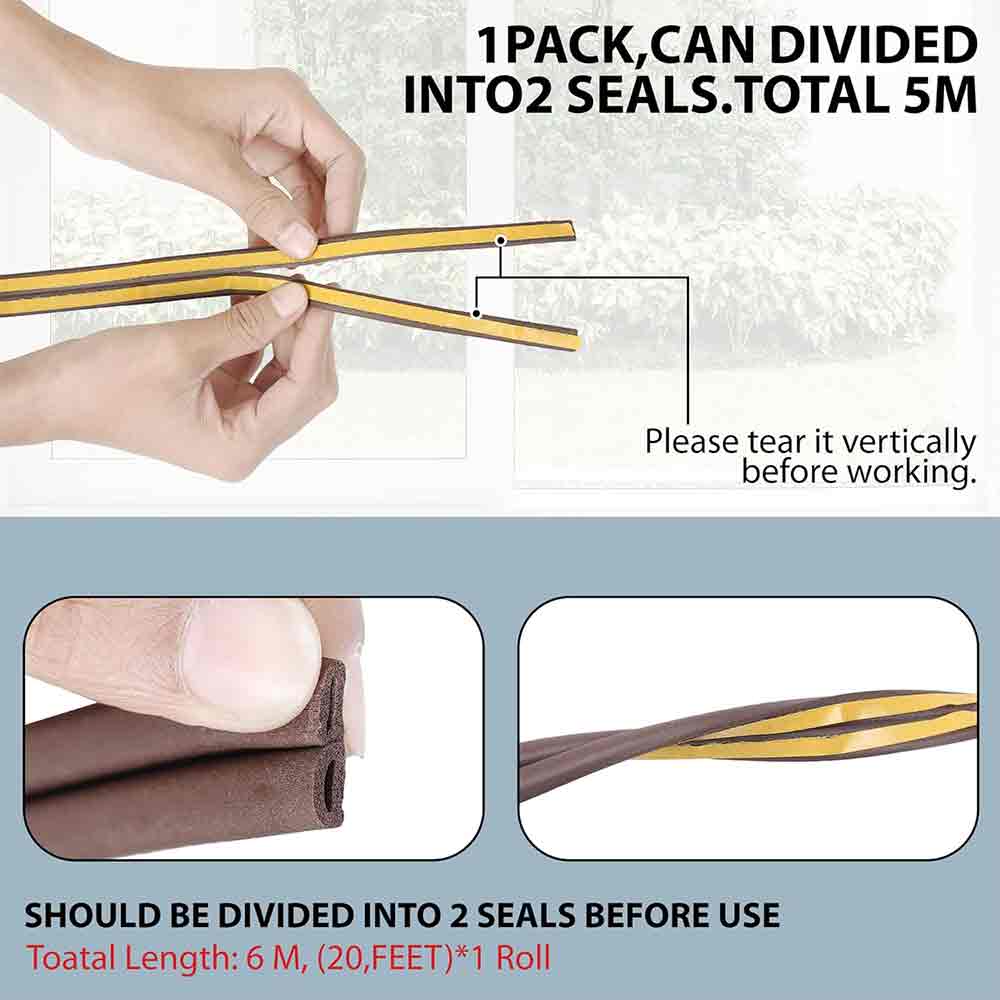 Self-Adhesive 5m, D Shape,EPDM, Rubber Insulation, Weather Proof, dust Proof,Sound Proof, Insect Blocker, Collision Avoidance for Door/Window (Brown)(Pack of 1 Pcs).