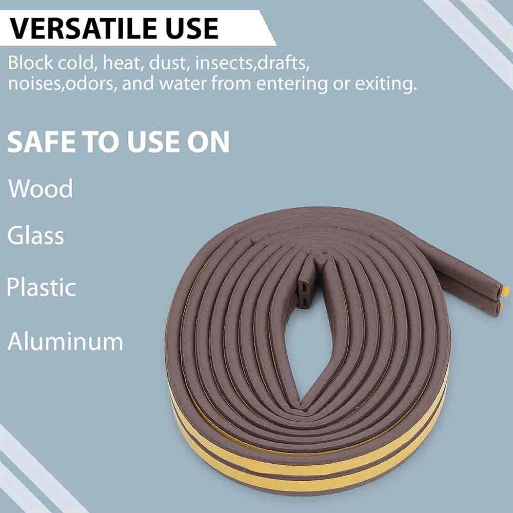 Self-Adhesive 5m, D Shape,EPDM, Rubber Insulation, Weather Proof, dust Proof,Sound Proof, Insect Blocker, Collision Avoidance for Door/Window (Brown)(Pack of 1 Pcs).