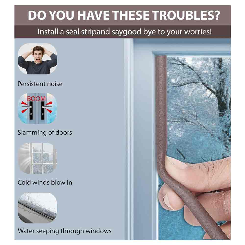 Self-Adhesive 5m, D Shape,EPDM, Rubber Insulation, Weather Proof, dust Proof,Sound Proof, Insect Blocker, Collision Avoidance for Door/Window (Brown)(Pack of 1 Pcs).