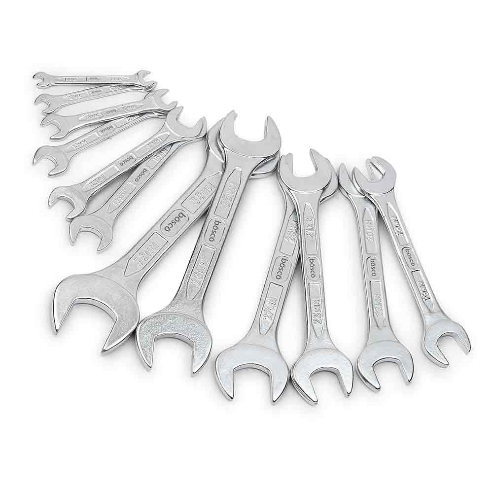12-Piece Double Open-End Jaw Spanners Set | Forged Carbon Steel Wrench Kit with Chrome Plating & Satin Finish | Rust & Corrosion Resistant | Home, Garage, DIY & Professional Use