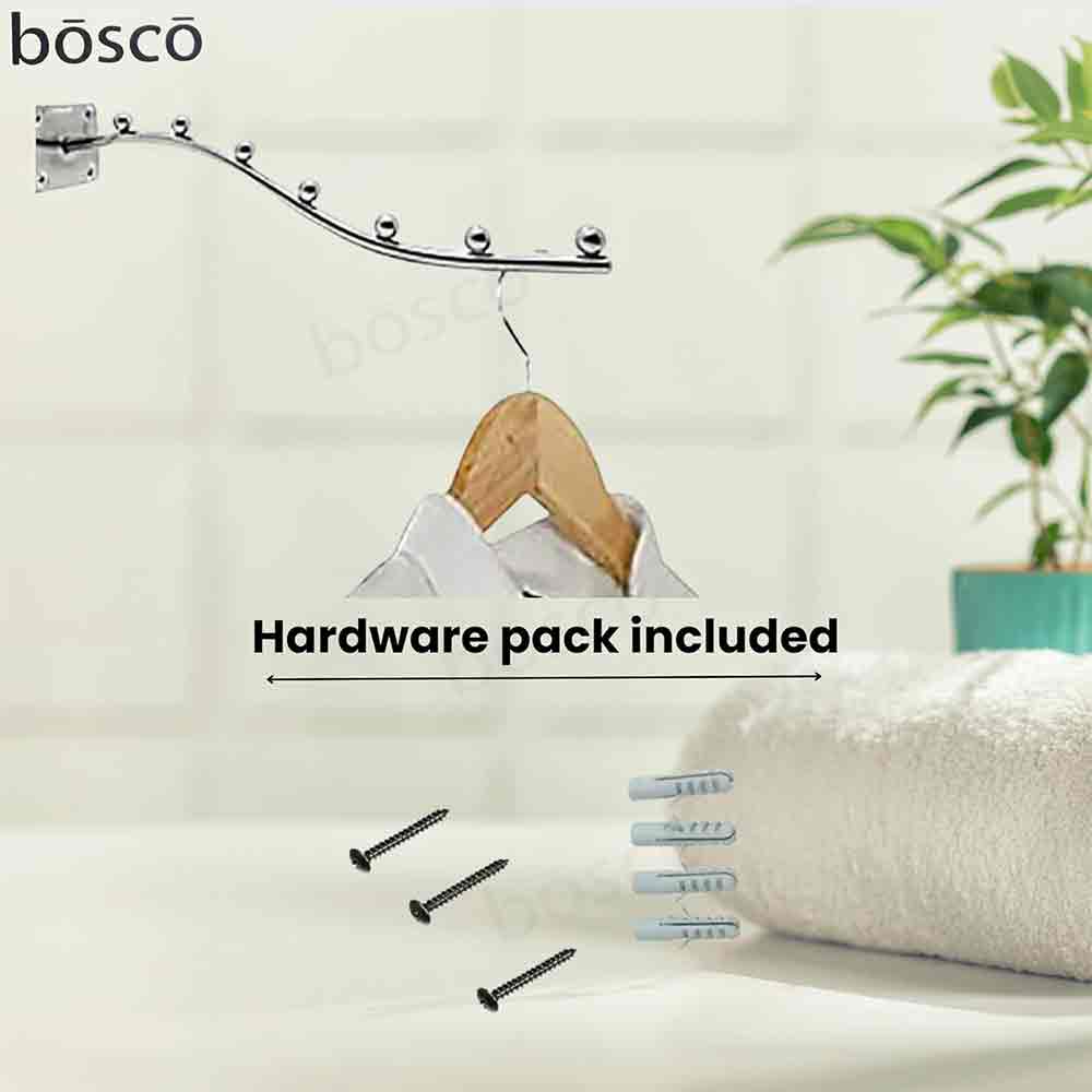 Beads Stainless Steel Heavy Duty Wall Mount Hook – 5 Ball Pin Dots Wall Drope Hanger with Hardware Fittings – Rustproof Multipurpose Organizer Rack for Home, Shop & Hotel – Pack of 2 (Steel)