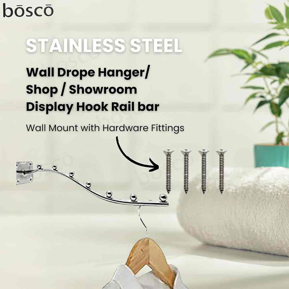 Beads Stainless Steel Heavy Duty Wall Mount Hook – 5 Ball Pin Dots Wall Drope Hanger with Hardware Fittings – Rustproof Multipurpose Organizer Rack for Home, Shop & Hotel – Pack of 2 (Steel)