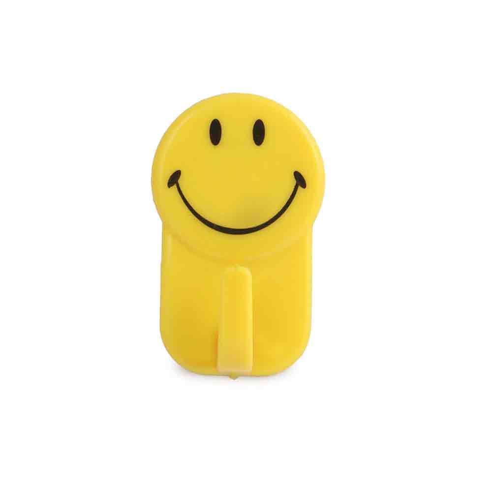 Self Adhesive Smiley Hook Hooks for Wall Without Drilling, Waterproof Stick on Adhesive Stronger Plastic Wall Hooks Hangers for Hanging Robe, Coat, Towel, Keys, Bags, Lights, Calendars - 6pcs