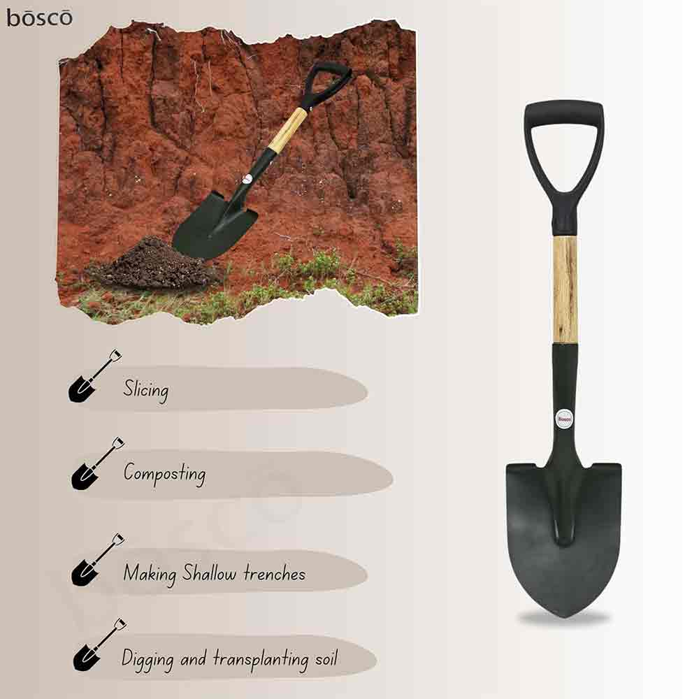 Small Multi-Purpose Shovel for Outdoor, Gardening, Engineering, Camping&Construction Rust-Resistant Steel Blade Compact&Durable Tool for Digging,Lifting,Moving Heavy Duty Shovel with D Handle