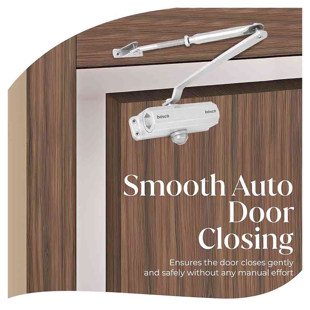 Heavy Duty Aluminium Automatic Hydraulic Double Speed Door Closer | Soft Closing Door Closer for Home and Office |Suitable for Wooden & Aluminium Doors Up to 45 kg (Silver Finish)