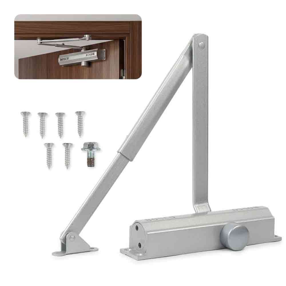 Heavy Duty Aluminium Automatic Hydraulic Double Speed Door Closer | Soft Closing Door Closer for Home and Office |Suitable for Wooden & Aluminium Doors Up to 80 kg (Silver Finish)