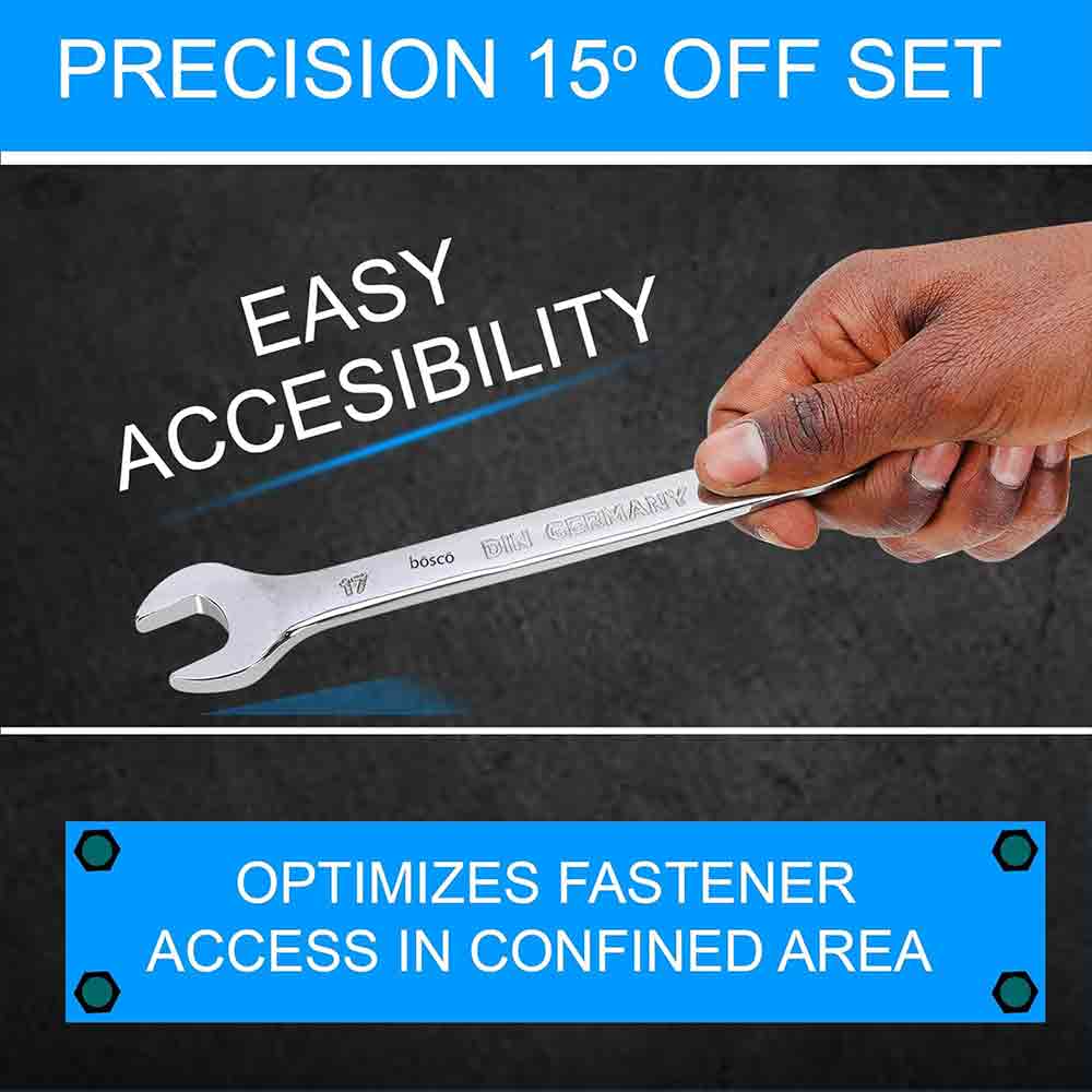 12-Piece Combination Spanner Set | Carbon Steel Wrenches | Open & Ring End Design | Chrome-Plated Rust-Resistant Tools for Home Maintenance & DIY Repair Use (Silver)